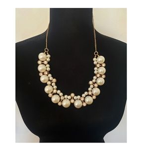 Vintage Faux Pearl & Rhinestone Statement Necklace